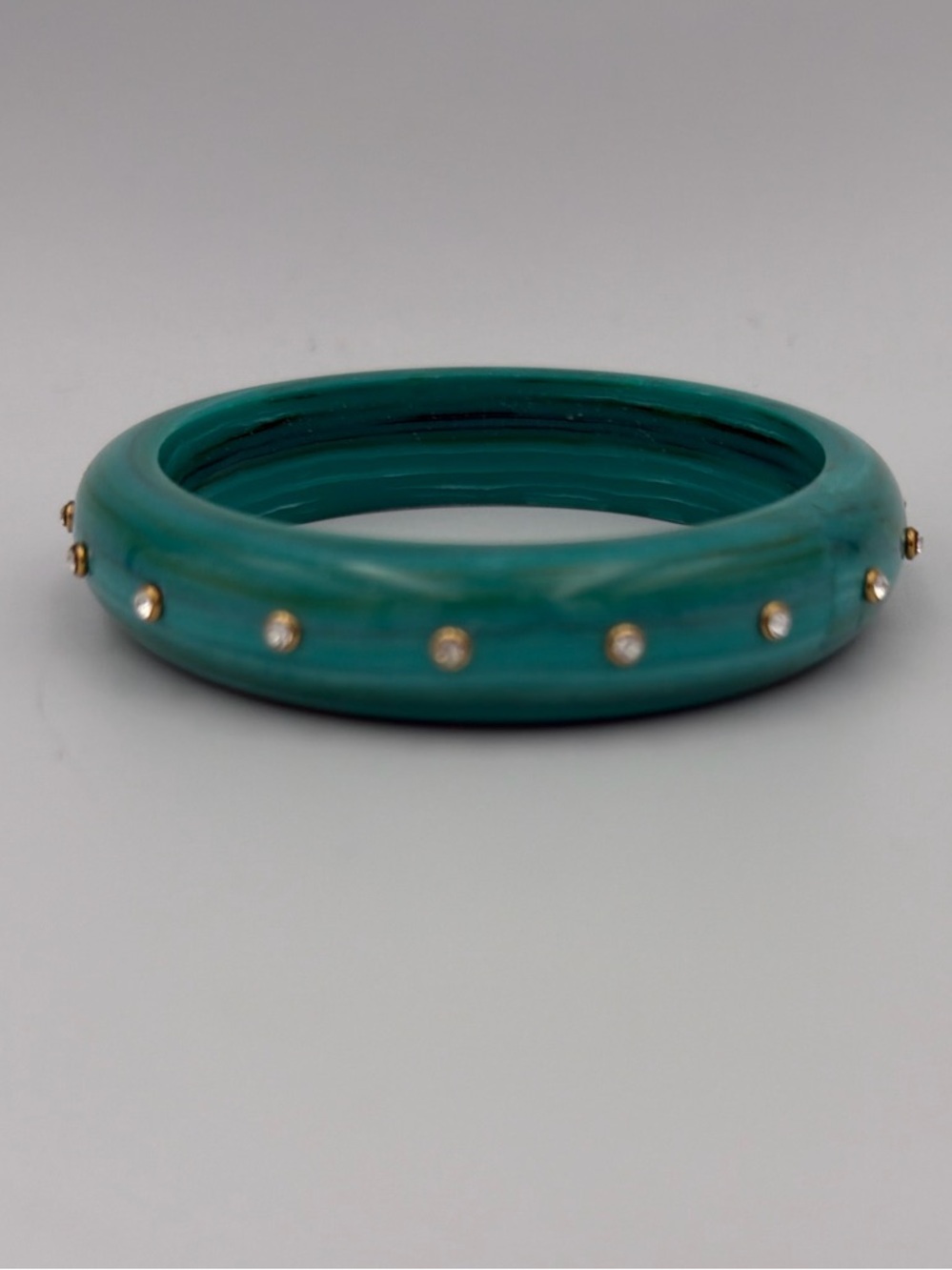 Kenneth Jay Lane Teal Resin Bangle with Gold Stud Detailing